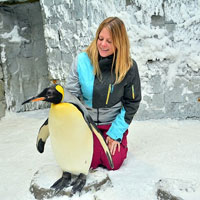 Astrid von Oetinger of RGF with one of the residents at Ski Dubai’s penguin encounter.