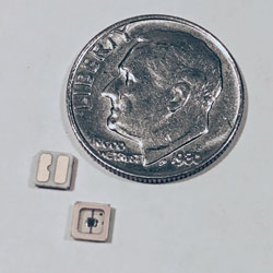 Size of CEL LEDs compared to dime.