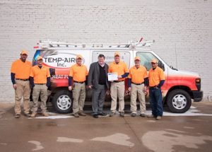 Local, family-owned HVACR business, Temp-Aire, is selected to receive free fleet tracking system.