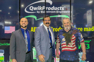 QwikProducts Director of Sales and Marketing Mike Lonis, 2018 HVAC Insider Man of the Year and Mainstream Engineering/QwikProducts founder Dr. Robert Scaringe, and HVAC Insider founder Jerry Lawson.