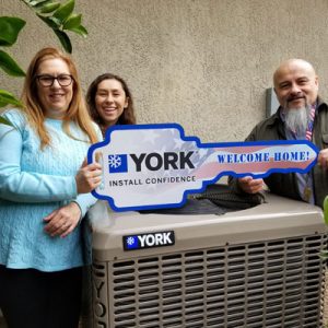 The Robles family closed on their new home which features a YORK® heating and cooling system with a Wi-Fi® capable YORK® touch-screen thermostat that can be adjusted remotely, ideal for people dealing with mobility restrictions.