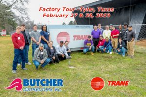 Butcher Distributors dealers on Trane factory tour.
