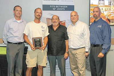 Jeff Blomstrom of Mitsubishi, Brian Dorazio of 1st Place 2018 Top Mitsubishi Dealer Perry’s Company Inc., Angel Pardo and Alex Amigorena of Gemaire and Frankie Valle of Mitsubishi.