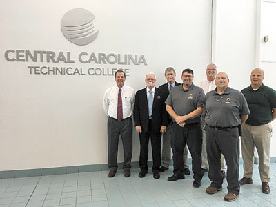Photographed from left to right: Miles Williams, Vice President Of Student Affairs; Steven Allen, M.Ed., Leed AP (HVAC Excellence); James Crisp, Ph.D. (HVAC Excellence); Chris Watkins, HVAC Program Manager, CMHE; Bent Russell, Dean of Industrial Engineering; Bobby Tyner, HVAC Instructor CSME; Brian May, Research and Institutional Effectiveness Director.