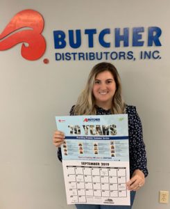 Sarah Grimball with the Butcher Training Calendar.