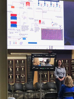 Annie Vanderstelt, a member of Ferris State University's team competing in the American Society of Heating, Refrigerating and Air-Conditioning Engineers' 2018 HVAC System Selection competition, participates in the presentation of their entry. The Ferris team of HVACR students finished third in the international competition.