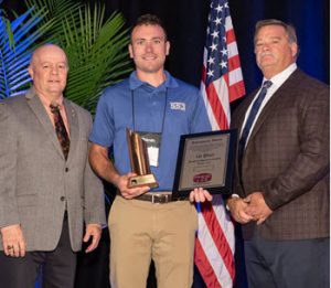 2019 Plumbing Apprentice Contest Winner Christopher Redfern with Foundation Chair Craig Lewis and Plumbing Contest Committee Chair Jim Steinle.