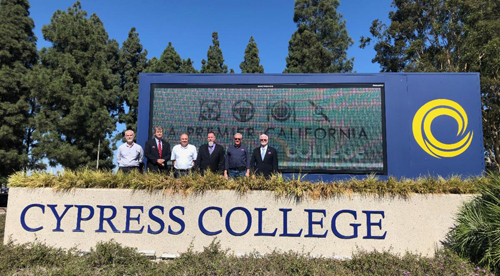 Left to right: Dr. Doug Sallade, Cypress College Faculty, Dr. James Crisp, HVAC Excellence, Mr. Carlos Urquidi, Cypress College Faculty, Mr. Eugene Silberstein, CMHE, B.E.A.P., ESCO Group, Director of Technical Education & Standards, Mr. Richard Hock, Cypress College Department Chair, and Mr. Steven Allen, M.A., LEED AP HVAC Excellence.