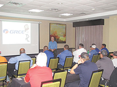 Gerry Wagner giving class to attendees on GREE equipment for East Coast Metals.