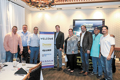 Jesus Quiles, Oldach Kissimmee Branch Manager, Glenn Paetow, Allied Regional Sales Manager, Arnaldo San Miguel, Oldach Vice President, Sergio Sanjenis, Oldach Marketing and Business Development Director, Meg Armstrong, Allied East Region Sales Manager, Jose Ramos, Oldach Regional Sales Manager, Freddy Villalona, Oldach Orlando Branch Manager and Gabriel Rivera, Oldach Kissimmee Assistant Branch Manager.