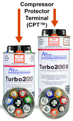 AmRad’s Turbo®200 and Turbo®200X motor-run capacitors with CPT Technology.