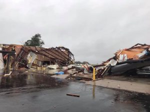 Refuge Baptist Church in Lake City, Arkansas, was damaged by a tornado spawned by Hurricane Laura.