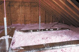 Owens Corning duct insulation in attic.